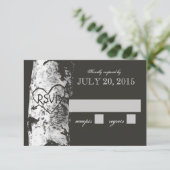 樺の木ツリーと彫りハートRSVP 出欠カード (スタンド正面)