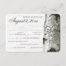 樺の木ツリーと彫りハートRSVP