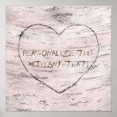 樺の木ツリーと彫り素朴ハート結婚のバナー ポスター (正面)