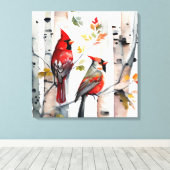 樺の木ツリーと深紅色キャンバスアート キャンバスプリント (インサイチュ (ウッドフロア))