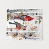 樺の木ツリーと深紅色タペストリー タペストリー (正面(横))