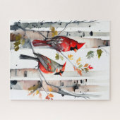 樺の木ツリーと深紅色パズル ジグソーパズル (横)