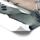 樺の木ツリーと深紅色ポスター ポスター (角)