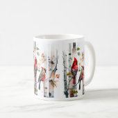 樺の木ツリーと深紅色マグ コーヒーマグカップ (正面右)