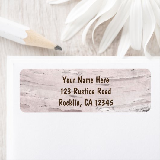 樺の木ツリーと素朴ハートミニマル結婚の ラベル (インサイチュ)