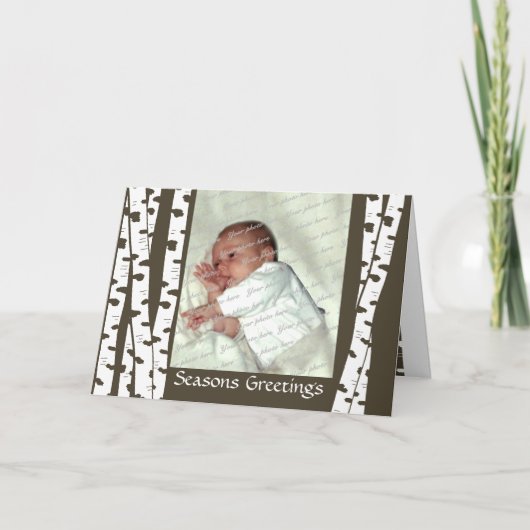 樺の木ツリーのクリスマスグリーティング シーズンカード (正面)