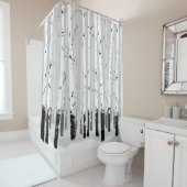 樺の木ツリーのヴィンテージ水平方向の背景 シャワーカーテン (インサイチュ)