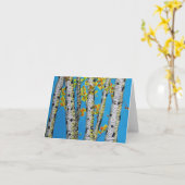 樺の木ツリーの秋のノートカード カード (黄色い花)