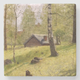 樺の木ツリーはスウェーデンの田舎（ヤンソン） ストーンコースター