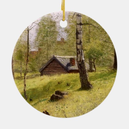 樺の木ツリーはスウェーデンの田舎(ヤンソン) セラミックオーナメント (裏面)