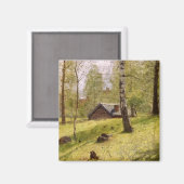 樺の木ツリーはスウェーデンの田舎（ヤンソン） マグネット (正面/裏面)