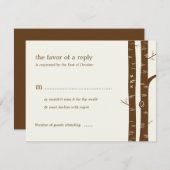 樺の木ツリーウエディングRSVPカード-アーモンド 出欠カード (正面/裏面)