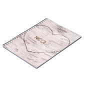 樺の木ツリーウッド&ハートパーソナライズされた ノートブック (左側)