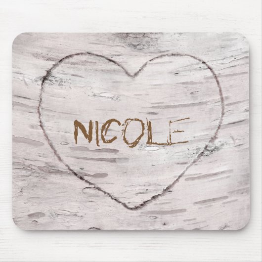 樺の木ツリーウッド&彫刻ハートカントリー素朴 マウスパッド (正面)