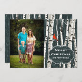 樺の木ツリーカスタムフォトクリスマスグリーティング シーズンカード (正面/裏面)