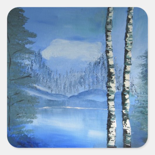 樺の木ツリーステッカー スクエアシール (正面)