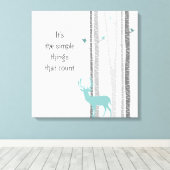 樺の木ツリーズシカ感動的引用文 キャンバスプリント (インサイチュ (ウッドフロア))