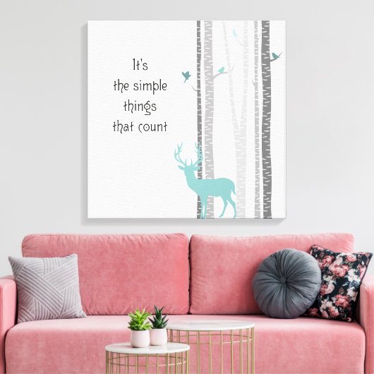 樺の木ツリーズシカ感動的引用文 キャンバスプリント (インサイチュ (リビング))
