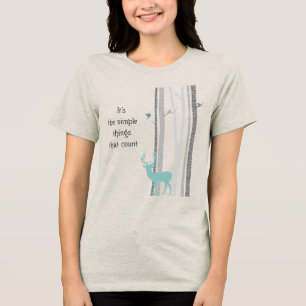 樺の木ツリーズシカ感動的引用文 トライブレンドTシャツ