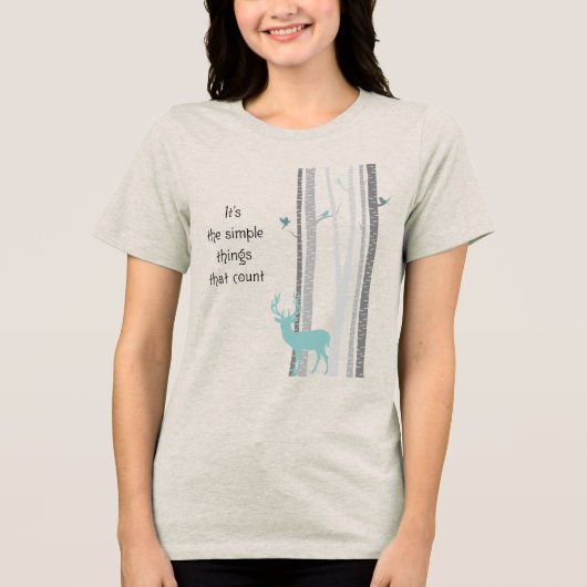 樺の木ツリーズシカ感動的引用文 トライブレンドＴシャツ (正面)
