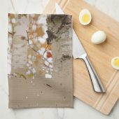 樺の木ツリーズ紅葉粗縁スパッ素朴タ キッチンタオル (四つ折り)