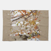 樺の木ツリーズ紅葉粗縁スパッ素朴タ キッチンタオル (横)