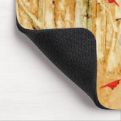 樺の木ツリーズ赤深紅色 マウスパッド (コーナー)