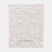 樺の木ツリーナチュラルネームアウトドアニュートラルグレー フリースブランケット (正面)