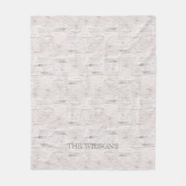 樺の木ツリーナチュラルネームアウトドアニュートラルグレー フリースブランケット