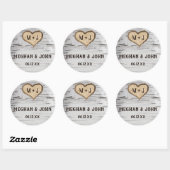 樺の木ツリーハートイニシャルラスティ結婚スのシール ラウンドシール (シート)