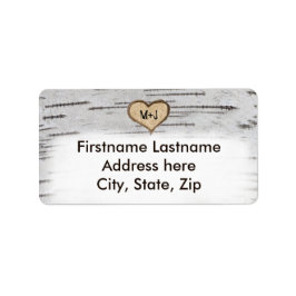 樺の木ツリーハートイニシャルラス結婚トのアドレス ラベル