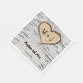 樺の木ツリーハートイニシャル屋外ラスチック結婚ズ スタンダードランチョンナプキン (角)