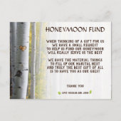 樺の木ツリーハートイニシャル素朴なハネムーンファンド インビテーションポストカード (正面)