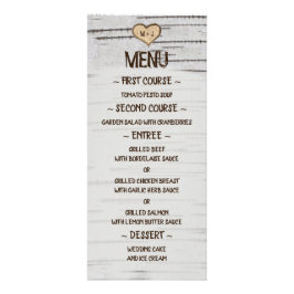 樺の木ツリーハートイニシャル結婚rustic's food menu ラックカード