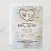 樺の木ツリーハート素朴ブライダルシャワー招待状 招待状 (正面)