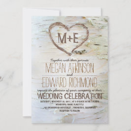 樺の木ツリーハート素朴秋の結婚式 招待状