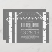 樺の木ツリーハート&ストリングライトリハーサルディナー 招待状 (正面/裏面)