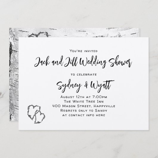 樺の木ツリーバークウェディングシャワー招待状 招待状 (正面/裏面)