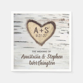 樺の木ツリーバークカントリー素朴ウェディングナプキン スタンダードカクテルナプキン