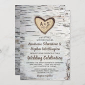 樺の木ツリーバークカントリー素朴ウェディング招待状 招待状 (正面/裏面)