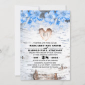 樺の木ツリーバークハート素朴カントリーウェディング 招待状 (正面)