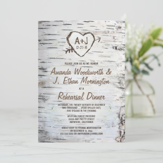 樺の木ツリーバークリハーサルディナー招待状 招待状 (スタンド正面)