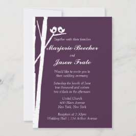 樺の木ツリーバード結婚式招待状バイオレットプラム 招待状