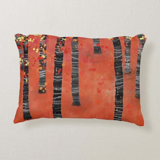 樺の木ツリーフォレストの風景 アクセントクッション (裏面)