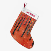 樺の木ツリーフォレストの風景 スモールクリスマスストッキング (正面 (吊り時))