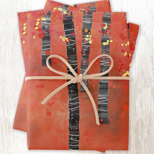 樺の木ツリーフォレストの風景 ラッピングペーパーシート