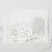 樺の木ツリーフォレストチュパ結婚ーのサンキューカード 箔シーズンポストカード (正面)