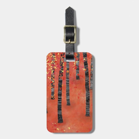 樺の木ツリーフォレストランドスケープ名前をカスタムする ラゲッジタグ (正面縦)