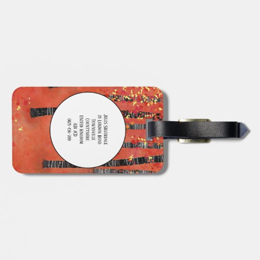 樺の木ツリーフォレストランドスケープ名前をカスタムする ラゲッジタグ (裏面横)