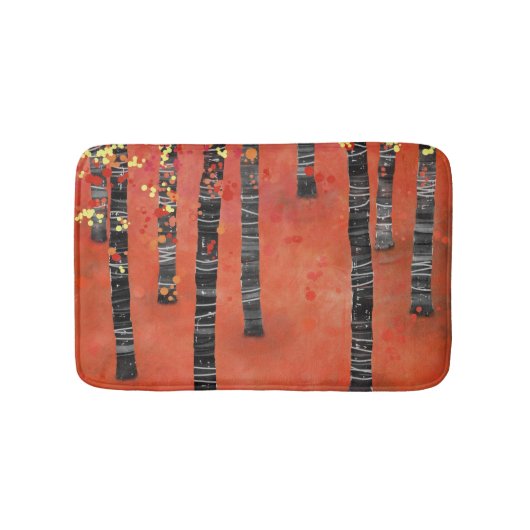 樺の木ツリーフォレストレッド バスマット (正面)
